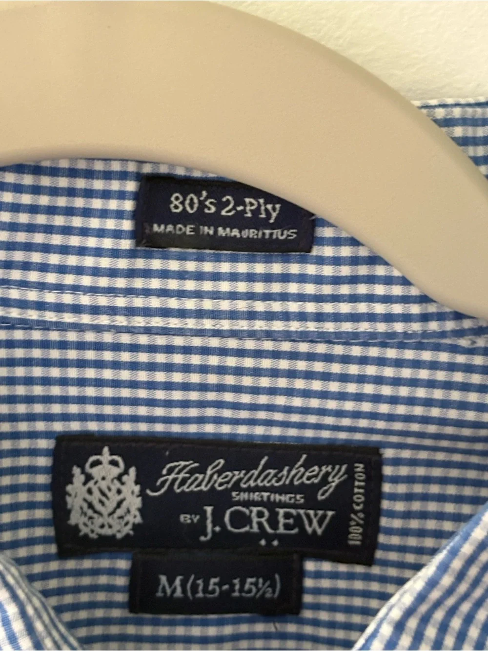 J. Crew Haberdashery 80s 2 ply Blue check button down size M (15-15.5) Nice!